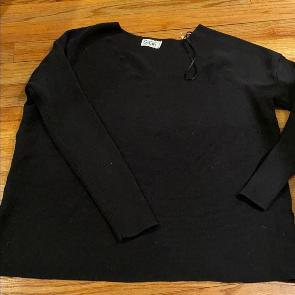 Black womens v neck sweater